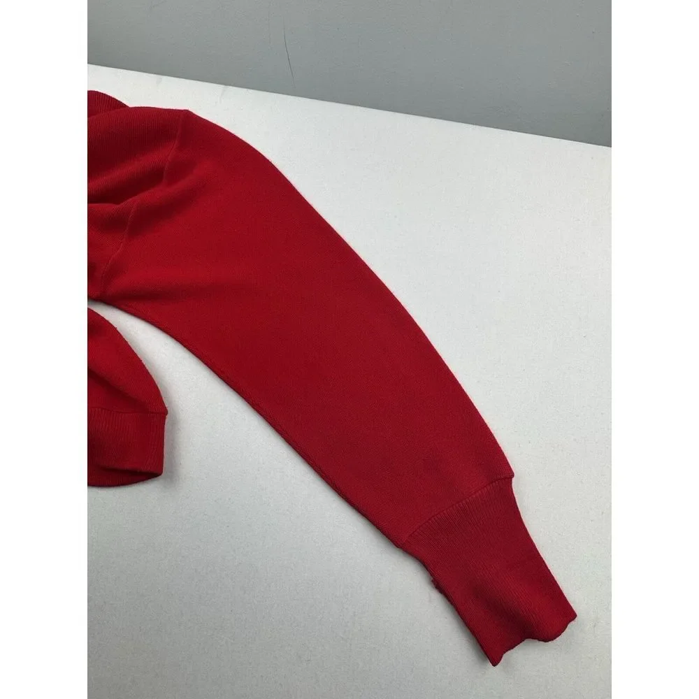 Vintage 90s Izod Cardigan Sweater XL‎ Button Red Made in USA Eclectic Grandpa